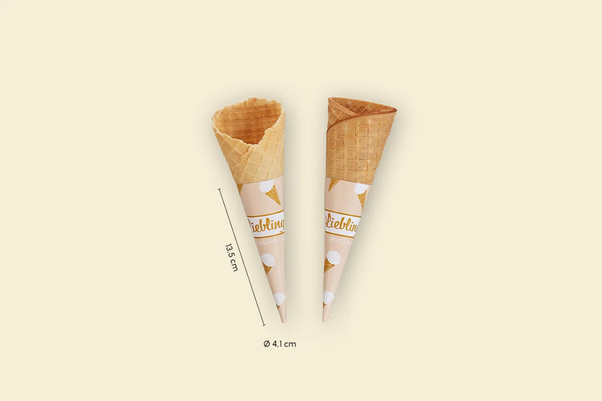 Papier-Banderole für Waffeltüte, Lieblingseis Ø4,1 x 13,5 cm(2.000er Karton)